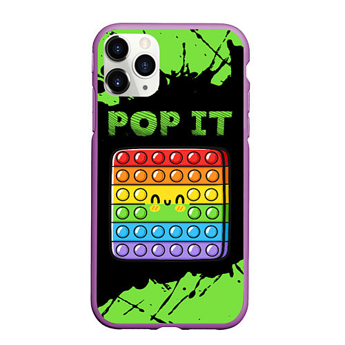 Чехол iPhone 11 Pro матовый Поп Ит Симпл Димпл - Краска / 3D-Фиолетовый – фото 1