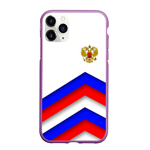 Чехол iPhone 11 Pro матовый РОССИЯ ФОРМА АБСТРАКТНЫЙ / 3D-Фиолетовый – фото 1