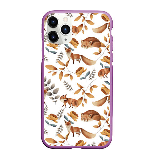 Чехол iPhone 11 Pro матовый Лиса / 3D-Фиолетовый – фото 1