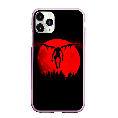 Чехол iPhone 11 Pro матовый Death Note Рюк силуэт / 3D-Розовый – фото 1