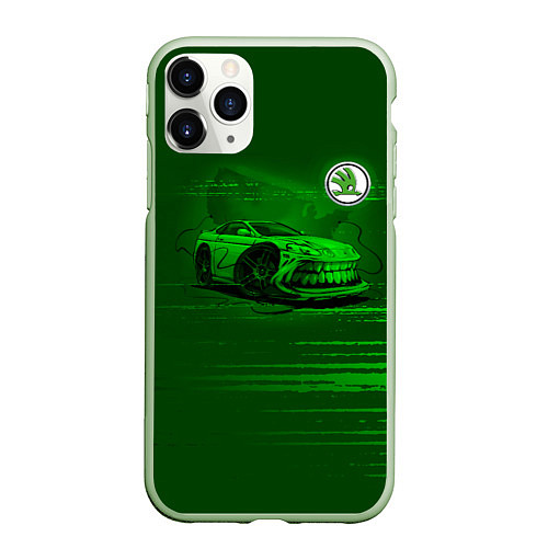 Чехол iPhone 11 Pro матовый Skoda / 3D-Салатовый – фото 1