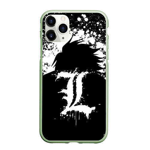 Чехол iPhone 11 Pro матовый Death Note брызги краски / 3D-Салатовый – фото 1