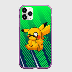 Чехол iPhone 11 Pro матовый Детектив Пикачу, цвет: 3D-фиолетовый