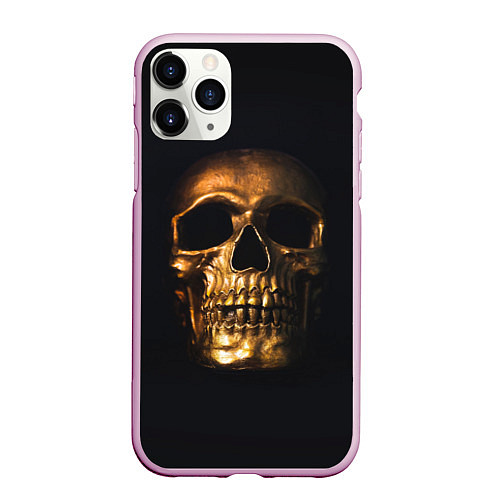 Чехол iPhone 11 Pro матовый Golden Skull / 3D-Розовый – фото 1