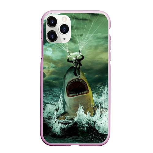 Чехол iPhone 11 Pro матовый Shark Attack Акула атакует / 3D-Розовый – фото 1