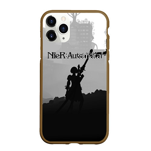 Чехол iPhone 11 Pro матовый Nier Automata Z / 3D-Коричневый – фото 1