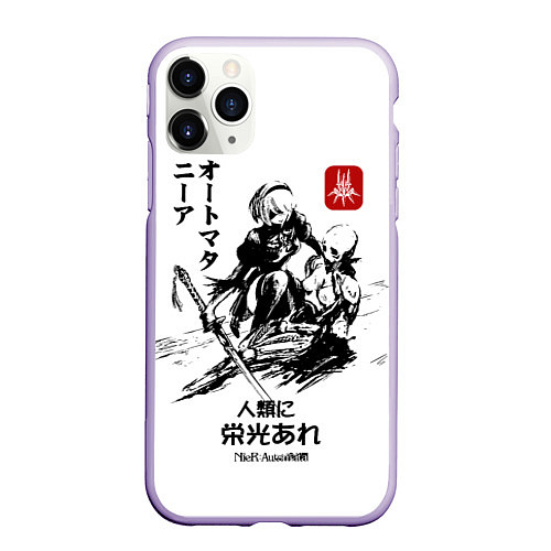 Чехол iPhone 11 Pro матовый Nier: Automata / 3D-Светло-сиреневый – фото 1