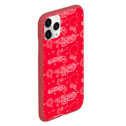 Чехол iPhone 11 Pro матовый Gears pattern, цвет: 3D-красный — фото 2