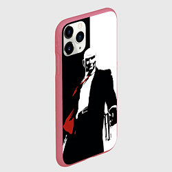 Чехол iPhone 11 Pro матовый Hitman BW, цвет: 3D-малиновый — фото 2
