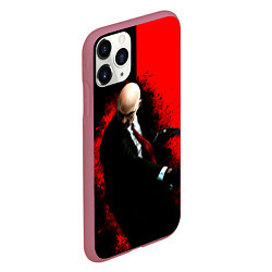 Чехол iPhone 11 Pro матовый Hitman splash, цвет: 3D-малиновый — фото 2