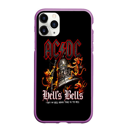 Чехол iPhone 11 Pro матовый ACDC Hells Bells / 3D-Фиолетовый – фото 1