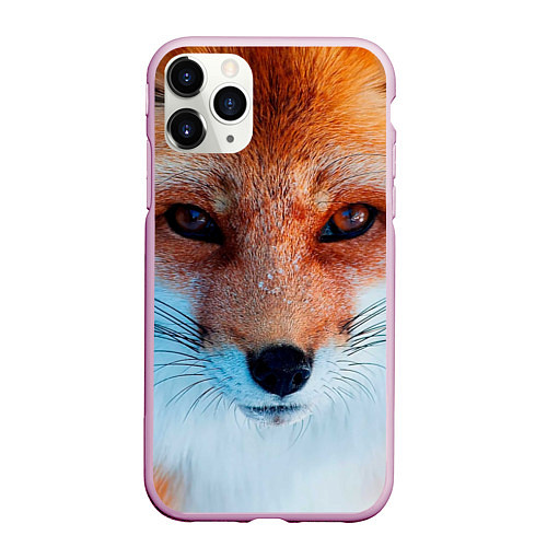 Чехол iPhone 11 Pro матовый Мордочка лисы / 3D-Розовый – фото 1