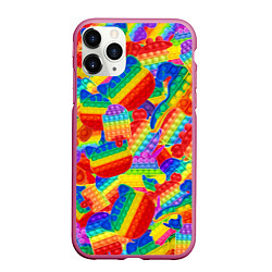 Чехол iPhone 11 Pro матовый Разные Pop It масляная краска, цвет: 3D-малиновый