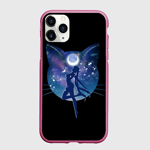 Чехол iPhone 11 Pro матовый Sailor Moon силуэт / 3D-Малиновый – фото 1