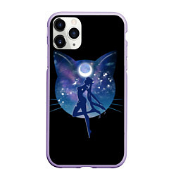 Чехол iPhone 11 Pro матовый Sailor Moon силуэт, цвет: 3D-светло-сиреневый