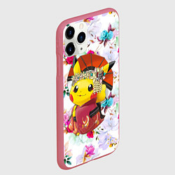 Чехол iPhone 11 Pro матовый Пикачу - Гейша, цвет: 3D-малиновый — фото 2