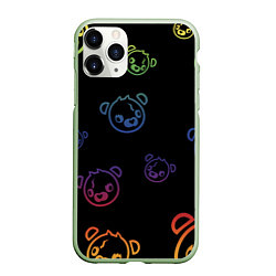 Чехол iPhone 11 Pro матовый Colorful Bear, цвет: 3D-салатовый