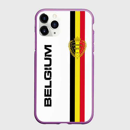 Чехол iPhone 11 Pro матовый СБОРНАЯ БЕЛЬГИИ / 3D-Фиолетовый – фото 1