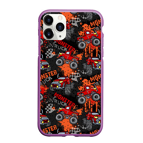 Чехол iPhone 11 Pro матовый MONSTER TRUCK RED / 3D-Фиолетовый – фото 1