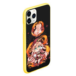 Чехол iPhone 11 Pro матовый Chibi Yanfei GI, цвет: 3D-желтый — фото 2