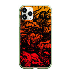 Чехол iPhone 11 Pro матовый Grotesque animals, цвет: 3D-салатовый