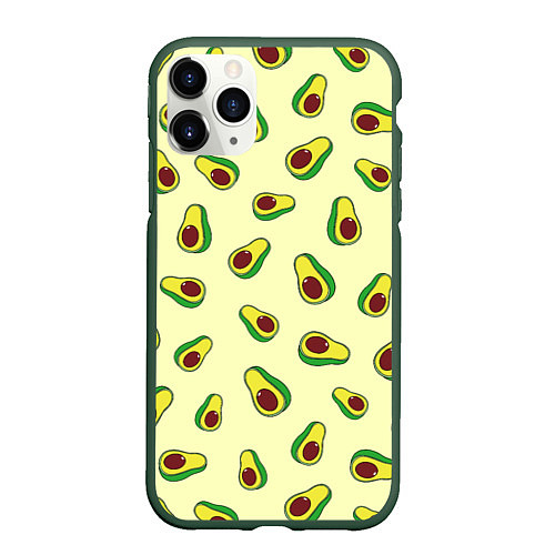 Чехол iPhone 11 Pro матовый Авокадо Avocado / 3D-Темно-зеленый – фото 1