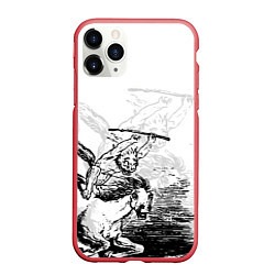 Чехол iPhone 11 Pro матовый A demon on a horse, цвет: 3D-красный