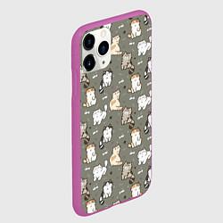 Чехол iPhone 11 Pro матовый Кошечки с рыбками, цвет: 3D-фиолетовый — фото 2