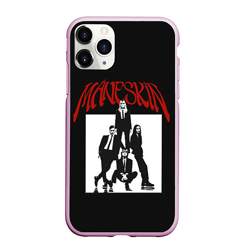 Чехол iPhone 11 Pro матовый Maneskin Rock Band / 3D-Розовый – фото 1