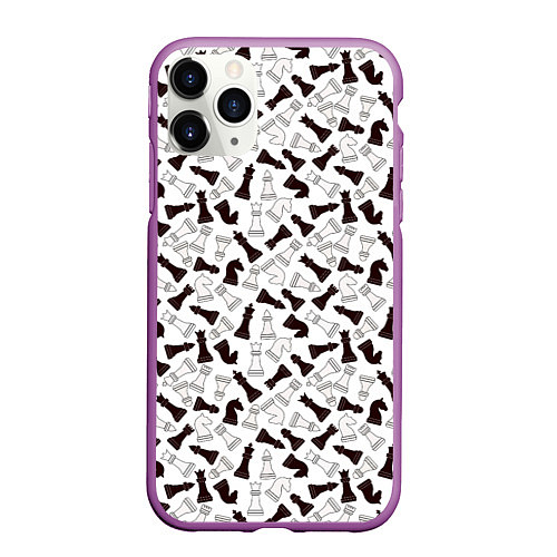 Чехол iPhone 11 Pro матовый Шахматные Фигуры / 3D-Фиолетовый – фото 1