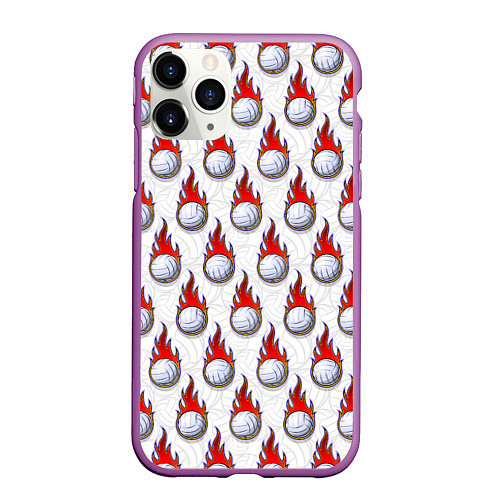 Чехол iPhone 11 Pro матовый Волейбол / 3D-Фиолетовый – фото 1