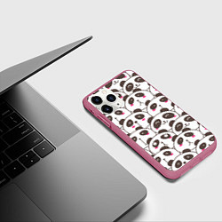 Чехол iPhone 11 Pro матовый Панд много не бывает, цвет: 3D-малиновый — фото 2