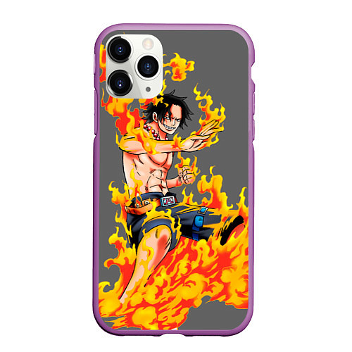 Чехол iPhone 11 Pro матовый Портгас Д Эйс из One Piece / 3D-Фиолетовый – фото 1