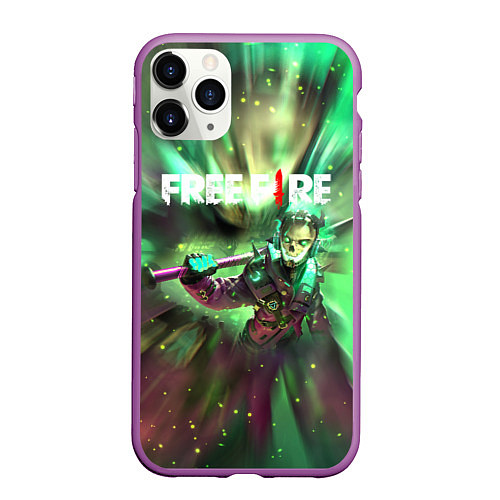 Чехол iPhone 11 Pro матовый FREEFIRE Battlegrounds Z / 3D-Фиолетовый – фото 1