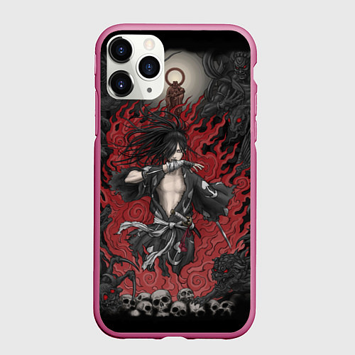 Чехол iPhone 11 Pro матовый ХЯККИМАРУ В ОГНЕ ДОРОРО / 3D-Малиновый – фото 1