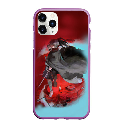 Чехол iPhone 11 Pro матовый ХЯККИМАРУ ДОРОРО DORORO / 3D-Фиолетовый – фото 1