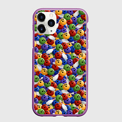 Чехол iPhone 11 Pro матовый Боулинг, цвет: 3D-фиолетовый