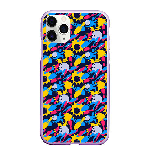 Чехол iPhone 11 Pro матовый Боулинг / 3D-Сиреневый – фото 1