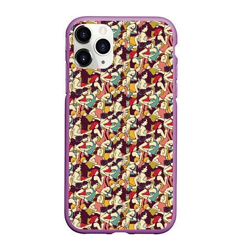 Чехол iPhone 11 Pro матовый Марафон / 3D-Фиолетовый – фото 1