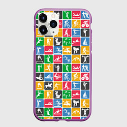 Чехол iPhone 11 Pro матовый СПОРТ, цвет: 3D-фиолетовый