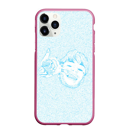 Чехол iPhone 11 Pro матовый Blue Lil Peep / 3D-Малиновый – фото 1