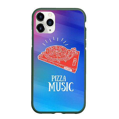 Чехол iPhone 11 Pro матовый PIZZA MUSIC / 3D-Темно-зеленый – фото 1