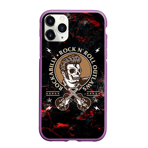 Чехол iPhone 11 Pro матовый Элвис Пресли Rock n roll / 3D-Фиолетовый – фото 1