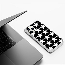 Чехол iPhone 11 Pro матовый Белые звёзды на чёрном фоне 2, цвет: 3D-белый — фото 2