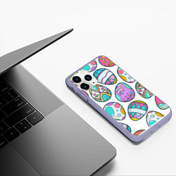 Чехол iPhone 11 Pro матовый Пасхальные яйца, цвет: 3D-светло-сиреневый — фото 2