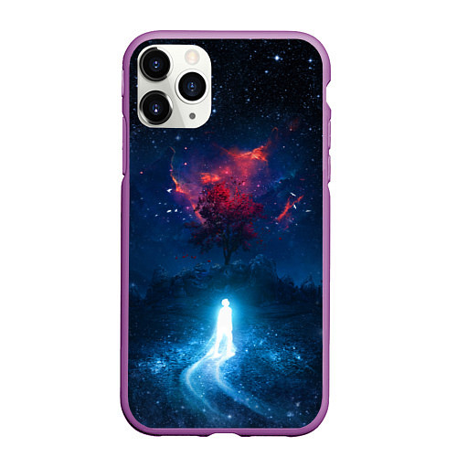Чехол iPhone 11 Pro матовый Душа идущая в космос Soul space Z / 3D-Фиолетовый – фото 1