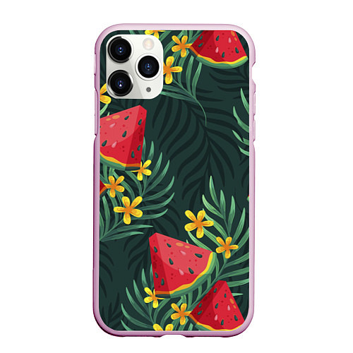 Чехол iPhone 11 Pro матовый Арзуб и папоротник / 3D-Розовый – фото 1