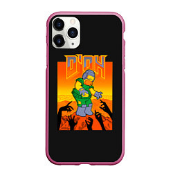 Чехол iPhone 11 Pro матовый Doom x Simpsons, цвет: 3D-малиновый