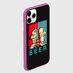 Чехол iPhone 11 Pro матовый Гомер х Бендер, цвет: 3D-фиолетовый — фото 2