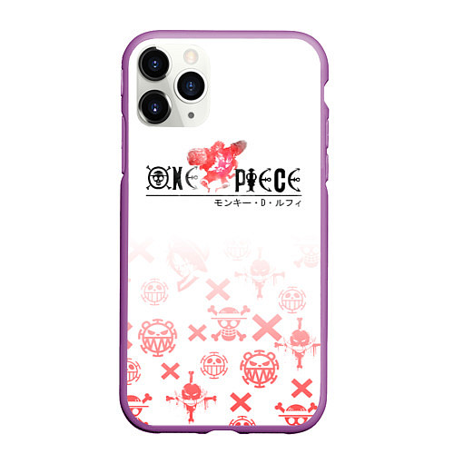 Чехол iPhone 11 Pro матовый One Piece резиновый Луффи / 3D-Фиолетовый – фото 1